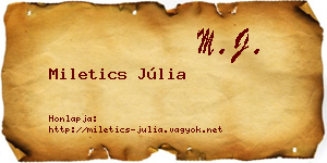 Miletics Júlia névjegykártya